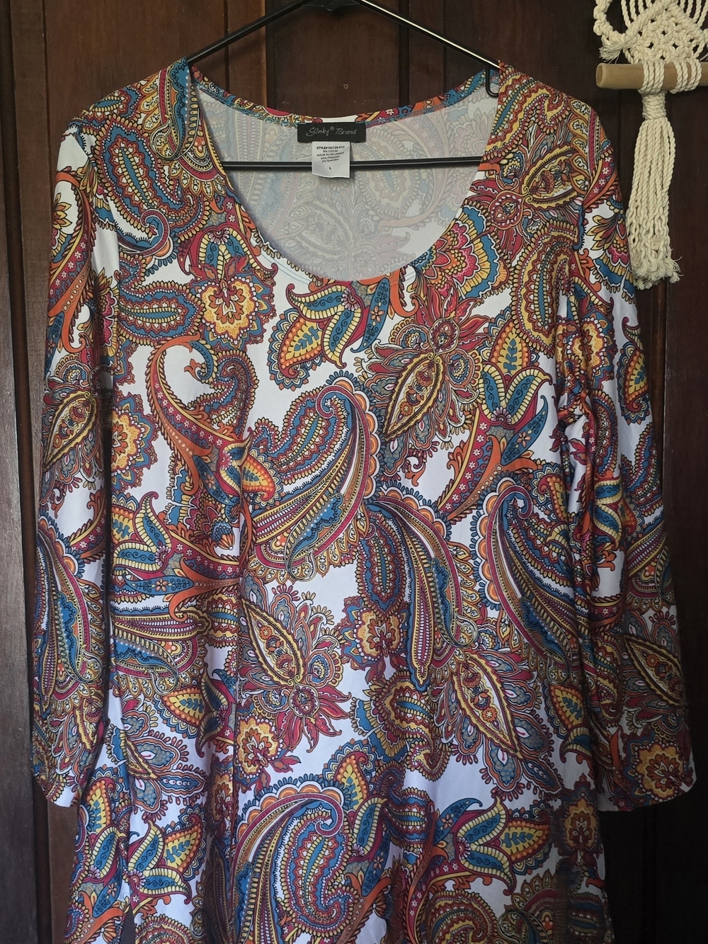 Colorful Paisley Long-Sleeve Scoop Neck Dress -